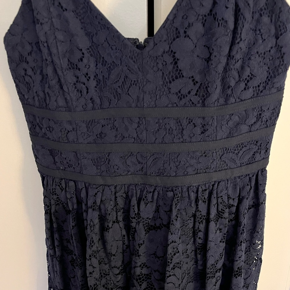 NWOT! Wish Me Luxe Navy Blue Lace Skater Dress - Picture 5 of 9